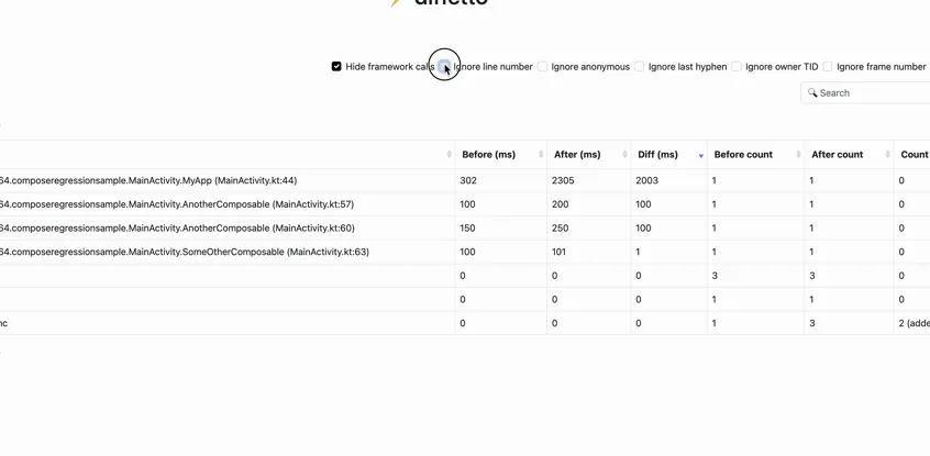 screen record of ignore line number switching